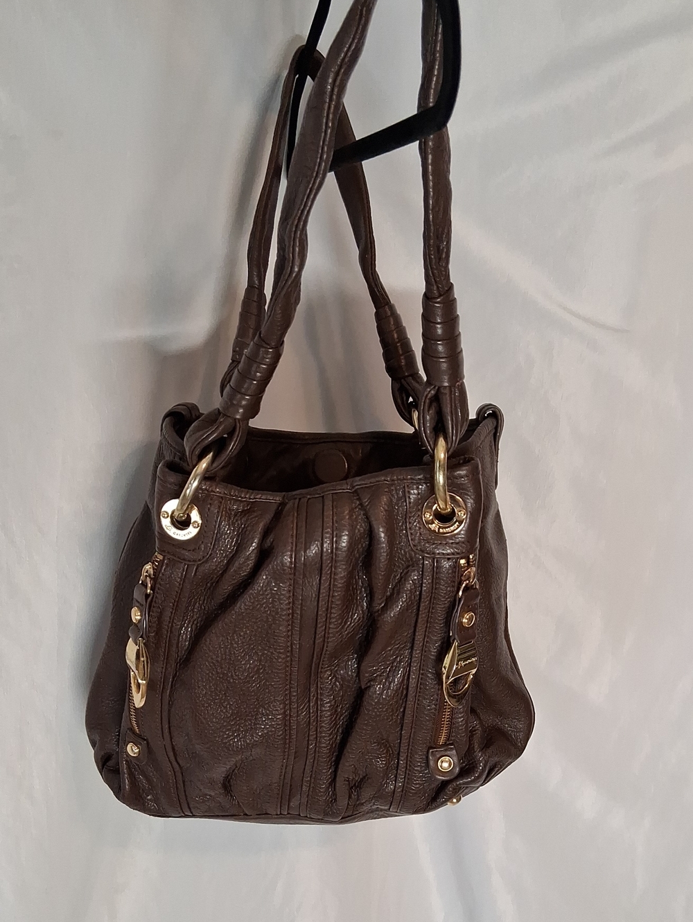 B. MAKOWSKY Vintage Brown Pebbled Leather Slouchy Shoulder Hobo Bag